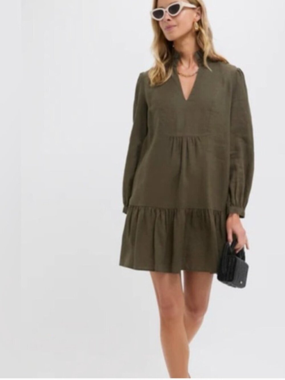 NWT Tuckernuck | 100% Linen Olive Green Palmerston Dress - Size S